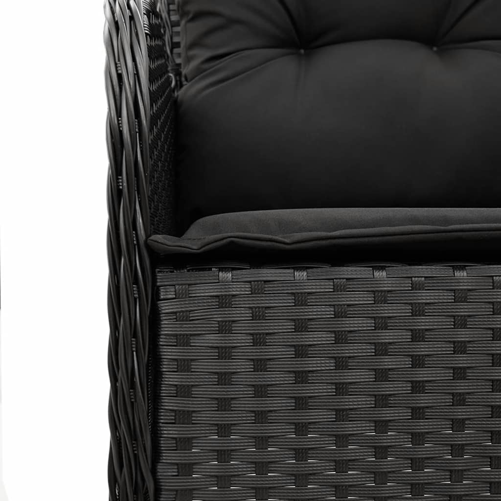 Tuinset met kussens poly rattan zwart 3 80 cm tafellengte Ronde poot