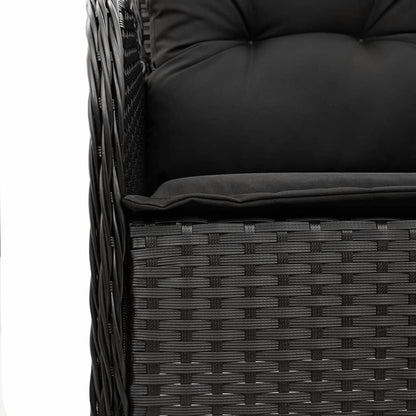 Tuinset met kussens poly rattan zwart 3 80 cm tafellengte Ronde poot