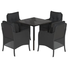 -Delige Tuinset Met Kussens Poly Rattan Zwart 5 80 cm tafellengte Ronde poot