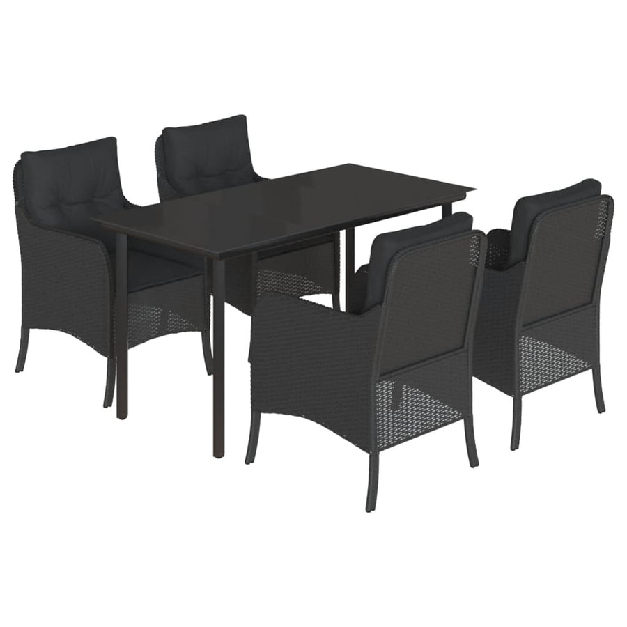 Tuinset met kussens poly rattan zwart 5 140 cm tafellengte Ronde poot
