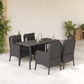 5-delige Tuinset met kussens poly rattan zwart