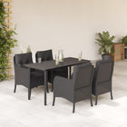 Tuinset poly rattan 5-delig zwart met kussens