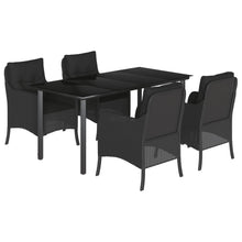 Tuinset met kussens poly rattan zwart 5 160 cm tafellengte Ronde poot