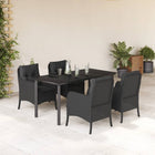 Tuinset poly rattan zwart 5-delig met kussens