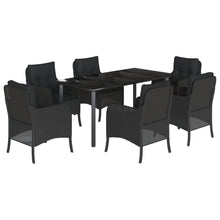 Tuinset met kussens poly rattan zwart 7 160 cm tafellengte Ronde poot