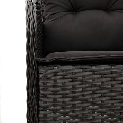 Tuinset met kussens poly rattan zwart 7 160 cm tafellengte Ronde poot