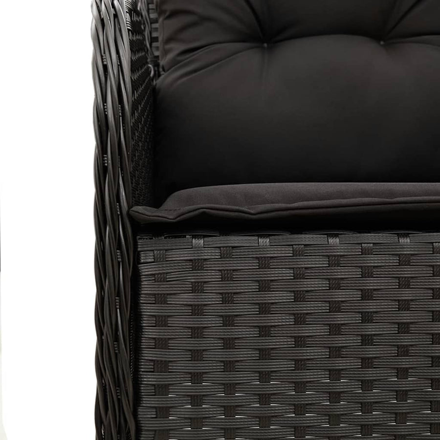 Tuinset met kussens poly rattan zwart 7 160 cm tafellengte Ronde poot