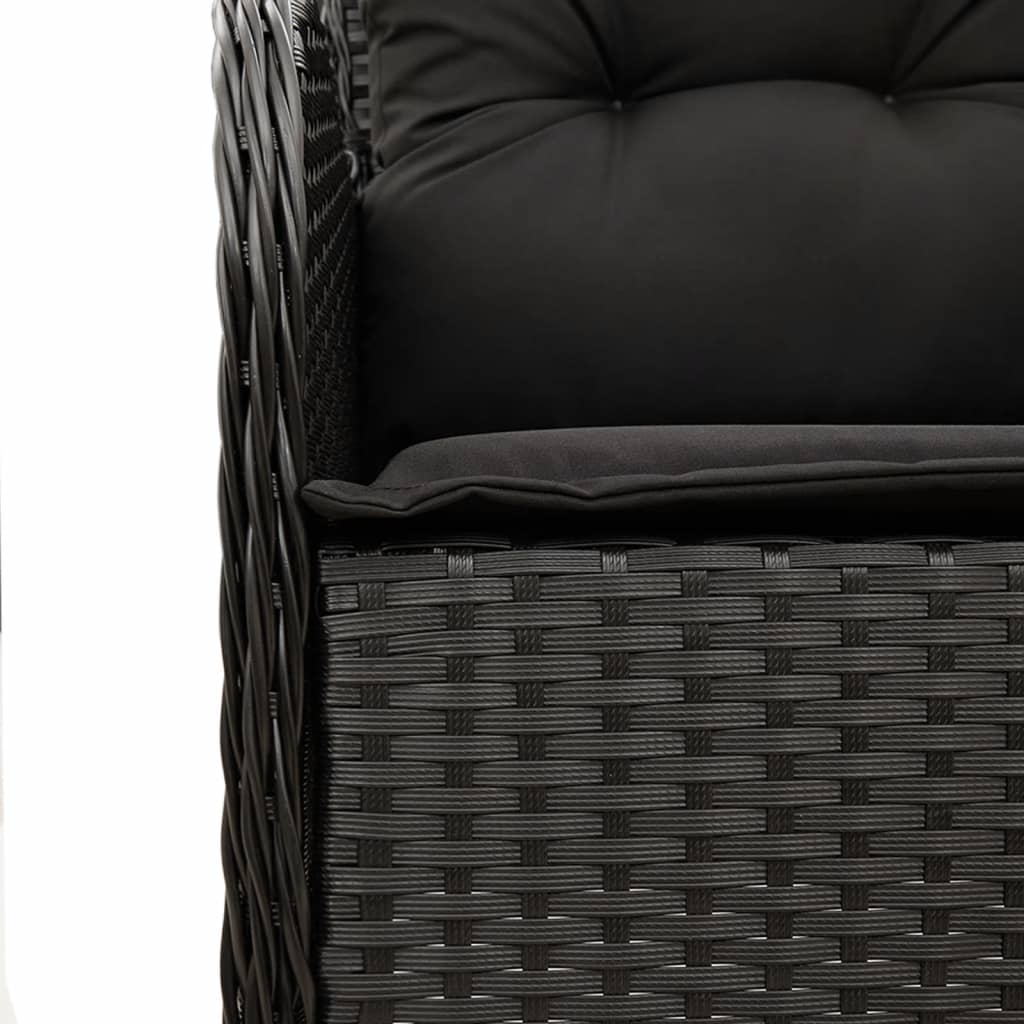 7-Delige Tuinset Met Kussens Poly Rattan Zwart 6 200 cm tafellengte