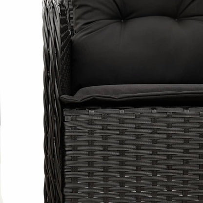 7-Delige Tuinset Met Kussens Poly Rattan Zwart 6 200 cm tafellengte