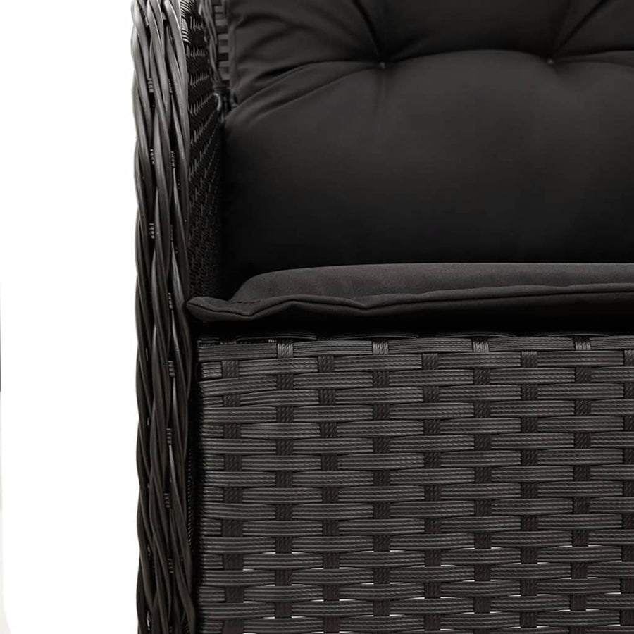 7-Delige Tuinset Met Kussens Poly Rattan Zwart 6 200 cm tafellengte