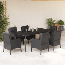 7-Delige Tuinset Met Kussens Poly Rattan Zwart 6 200 cm tafellengte
