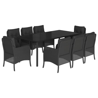 9-Delige Tuinset Poly Rattan Zwart 8 200 cm tafellengte