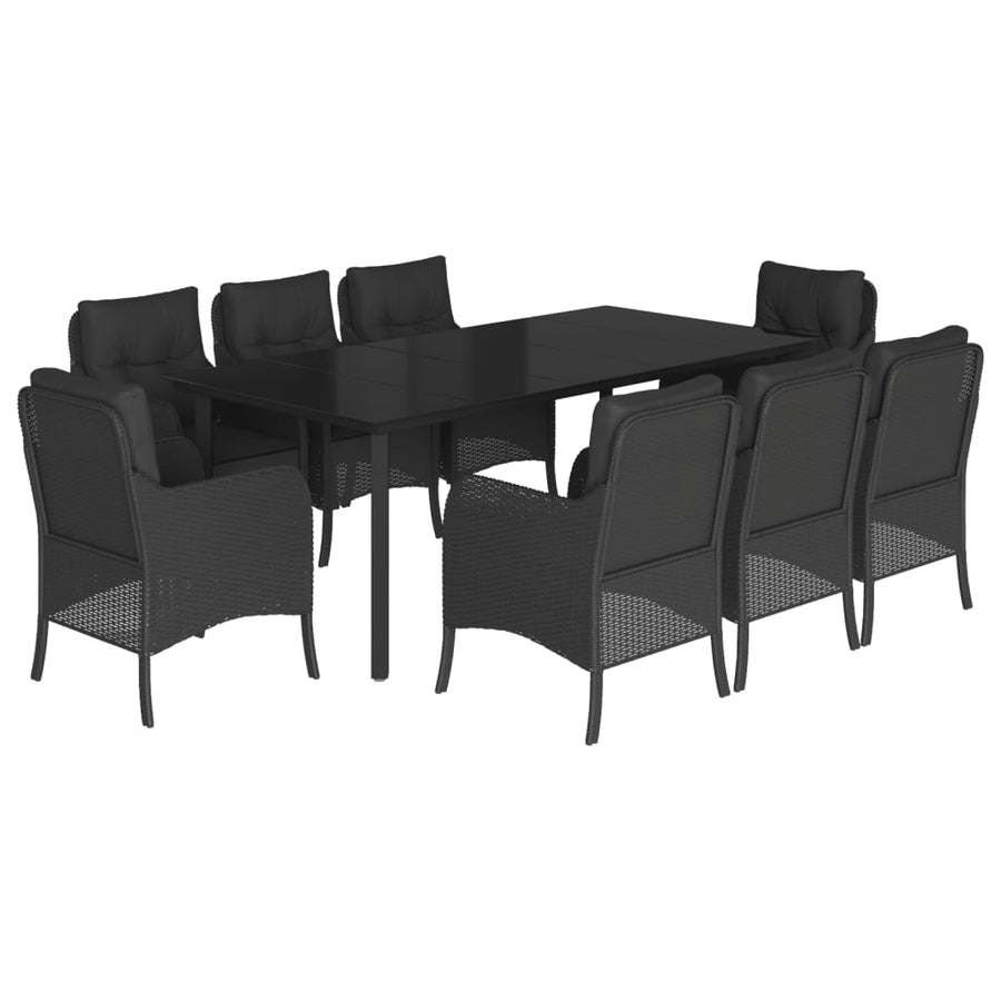 9-Delige Tuinset Poly Rattan Zwart 8 200 cm tafellengte
