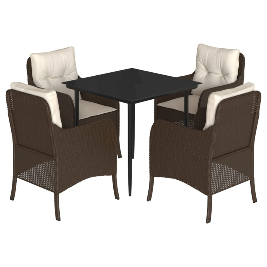 -Delige Tuinset Met Kussens Poly Rattan Bruin 5 80 cm tafellengte Puntige poot