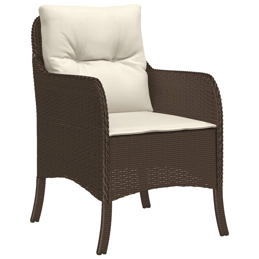-Delige Tuinset Met Kussens Poly Rattan Bruin 5 80 cm tafellengte Puntige poot