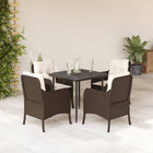 Tuinset poly rattan bruin 5-delig met kussens