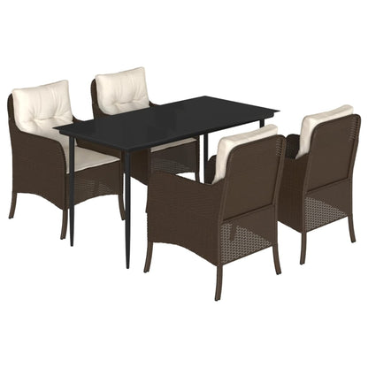5-delige Tuinset met kussens poly rattan bruin