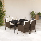 Tuinset 5-delig poly rattan bruin met kussens