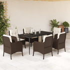 7-piece Poly Rattan Garden Set with Cushions Brown