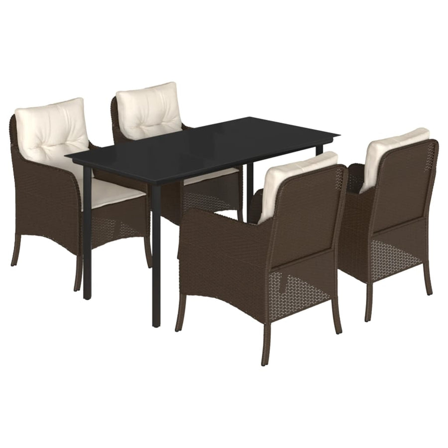 Tuinset met kussens poly rattan bruin 5 140 cm tafellengte Ronde poot
