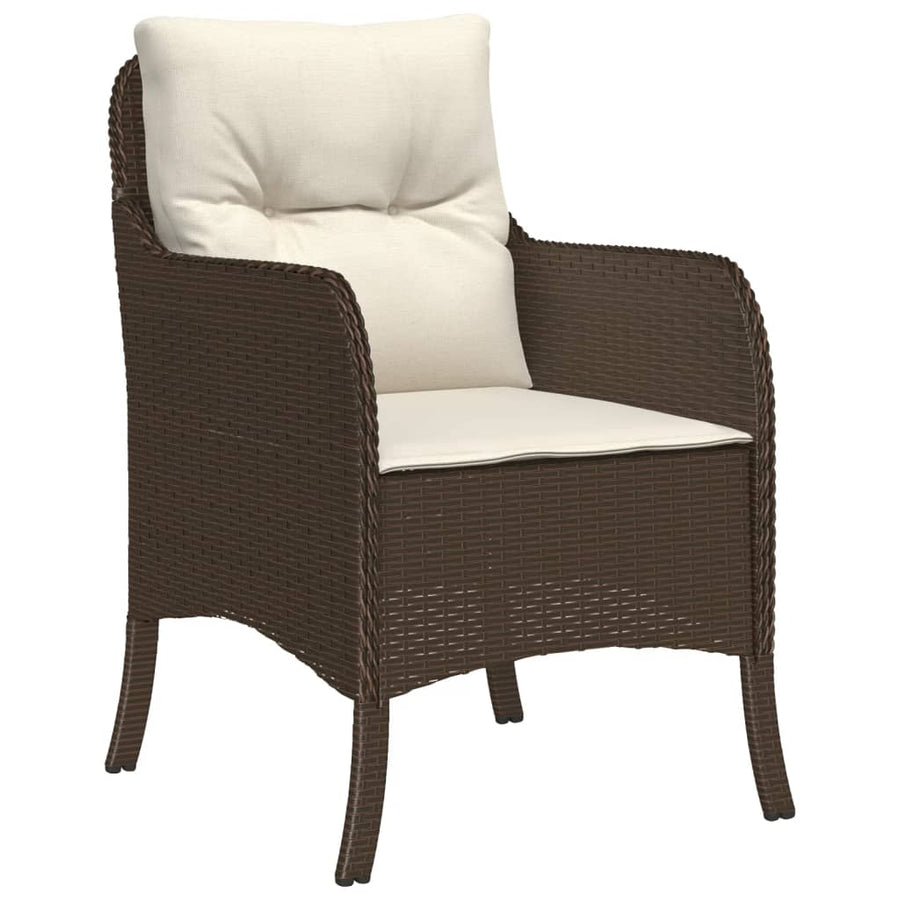 Tuinset met kussens poly rattan bruin 5 140 cm tafellengte Ronde poot