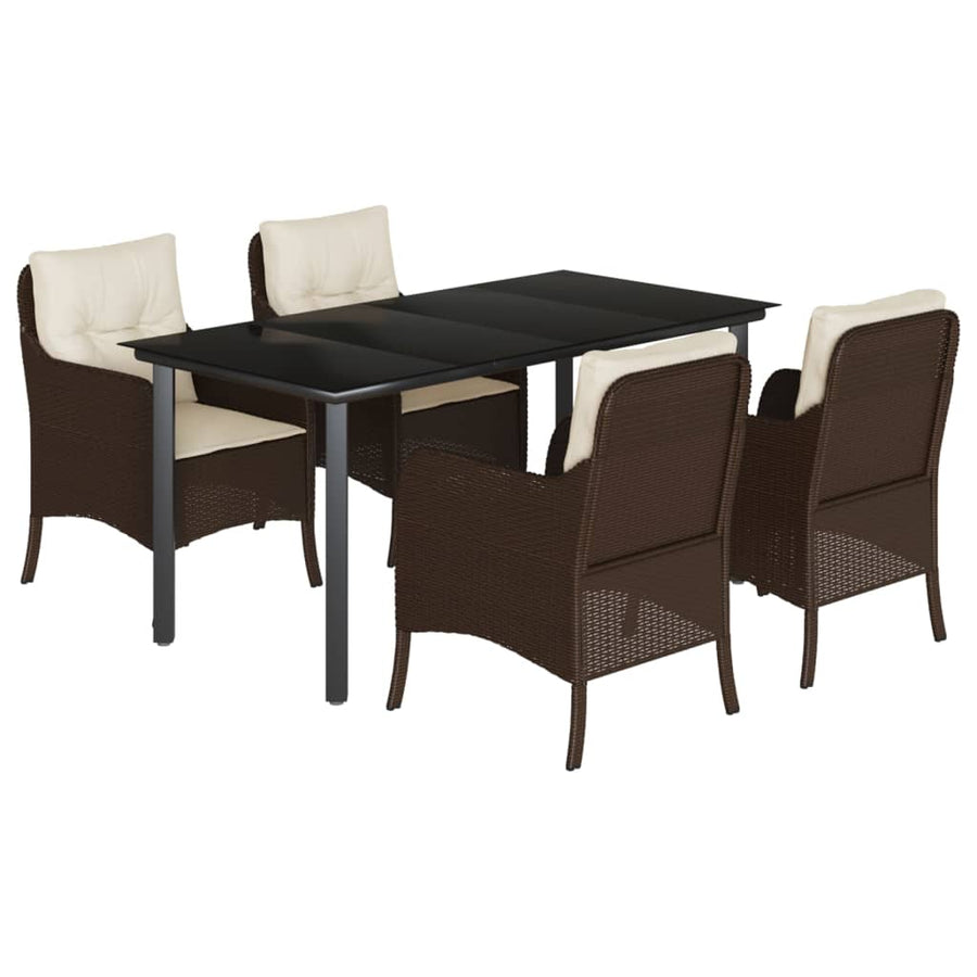 Tuinset met kussens poly rattan bruin 5 160 cm tafellengte Ronde poot