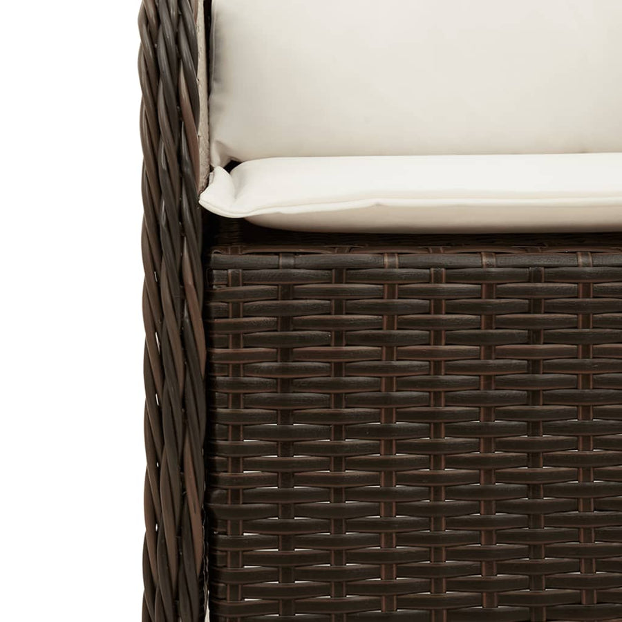 Tuinset met kussens poly rattan bruin 5 160 cm tafellengte Ronde poot