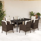 Tuinset 7-delig poly rattan bruin met kussens