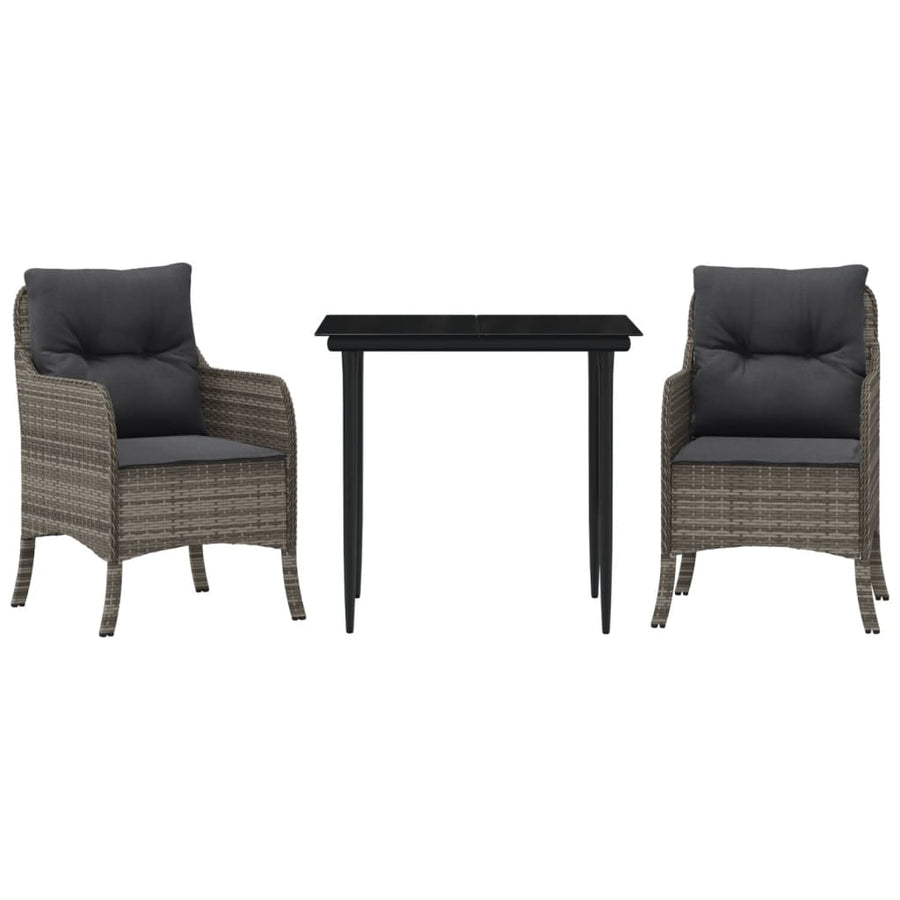 Tuinset met kussens poly rattan grijs 3 80 cm tafellengte Puntige poot