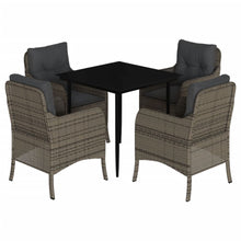 -Delige Tuinset Met Kussens Poly Rattan Grijs 5 80 cm tafellengte Puntige poot