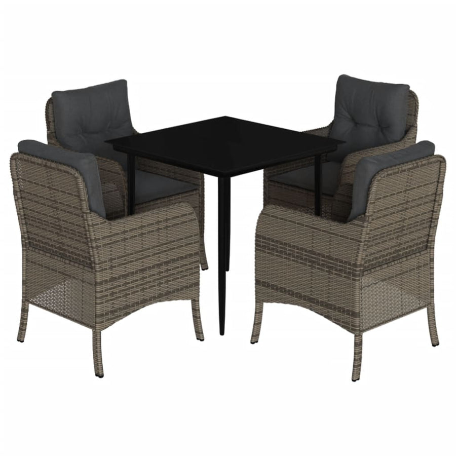 -Delige Tuinset Met Kussens Poly Rattan Grijs 5 80 cm tafellengte Puntige poot