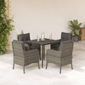 5-delige Tuinset met kussens poly rattan grijs