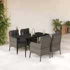 Tuinset 5-delig poly rattan grijs