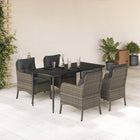 Tuinset 5-delig poly rattan grijs