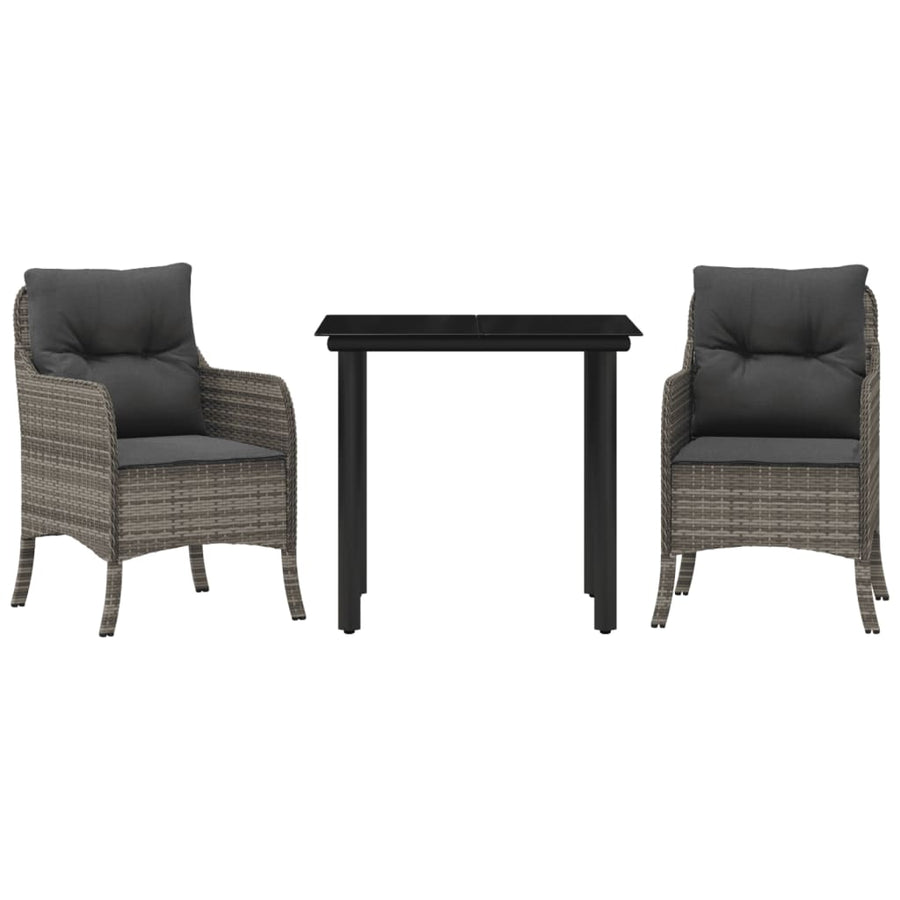 Tuinset met kussens poly rattan grijs 3 80 cm tafellengte Ronde poot
