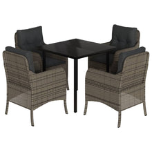 -Delige Tuinset Met Kussens Poly Rattan Grijs 5 80 cm tafellengte Ronde poot