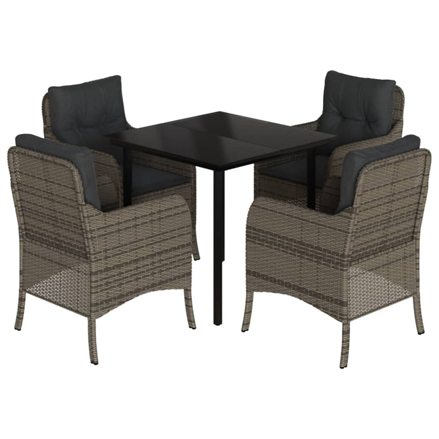 -Delige Tuinset Met Kussens Poly Rattan Grijs 5 80 cm tafellengte Ronde poot