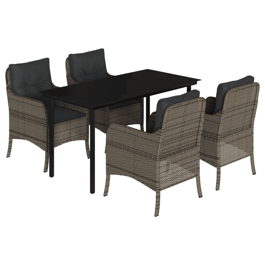 Tuinset met kussens poly rattan grijs 5 140 cm tafellengte Ronde poot