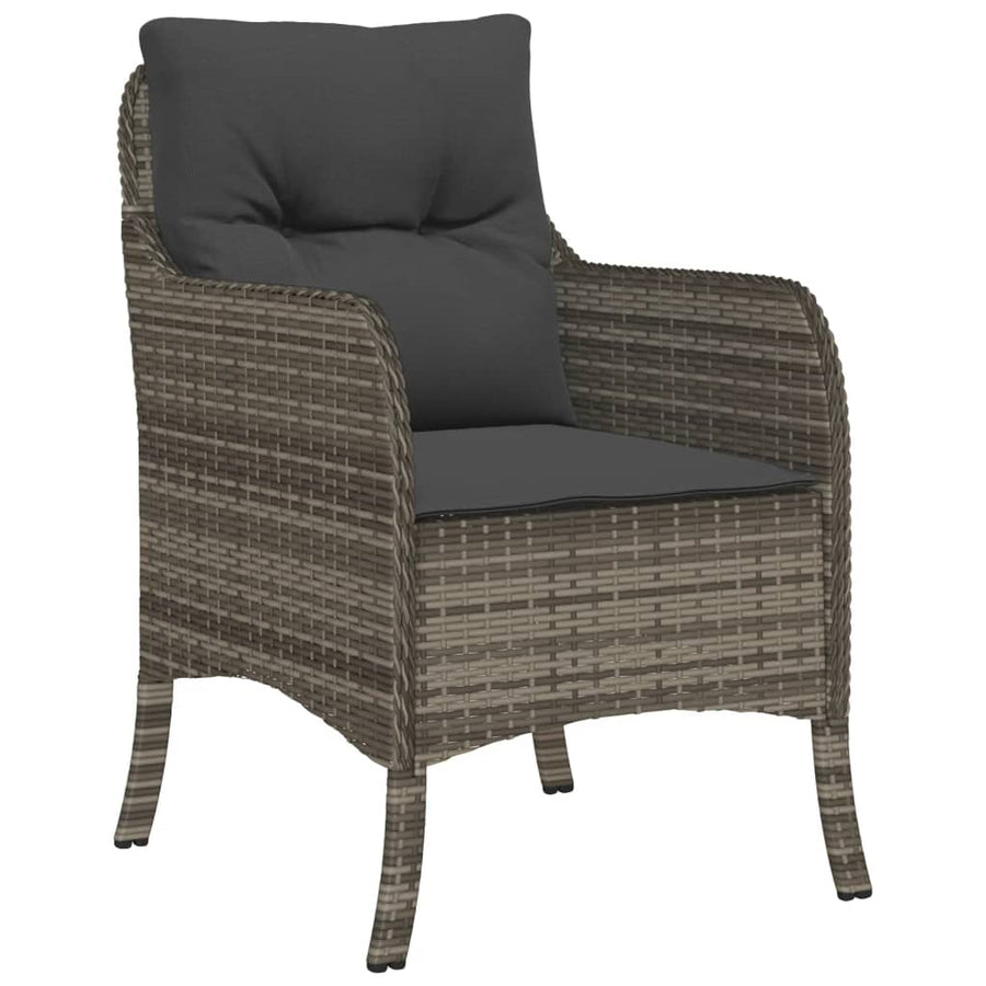 Tuinset met kussens poly rattan grijs 5 140 cm tafellengte Ronde poot