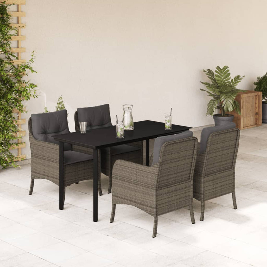 Tuinset met kussens poly rattan grijs 5 140 cm tafellengte Ronde poot