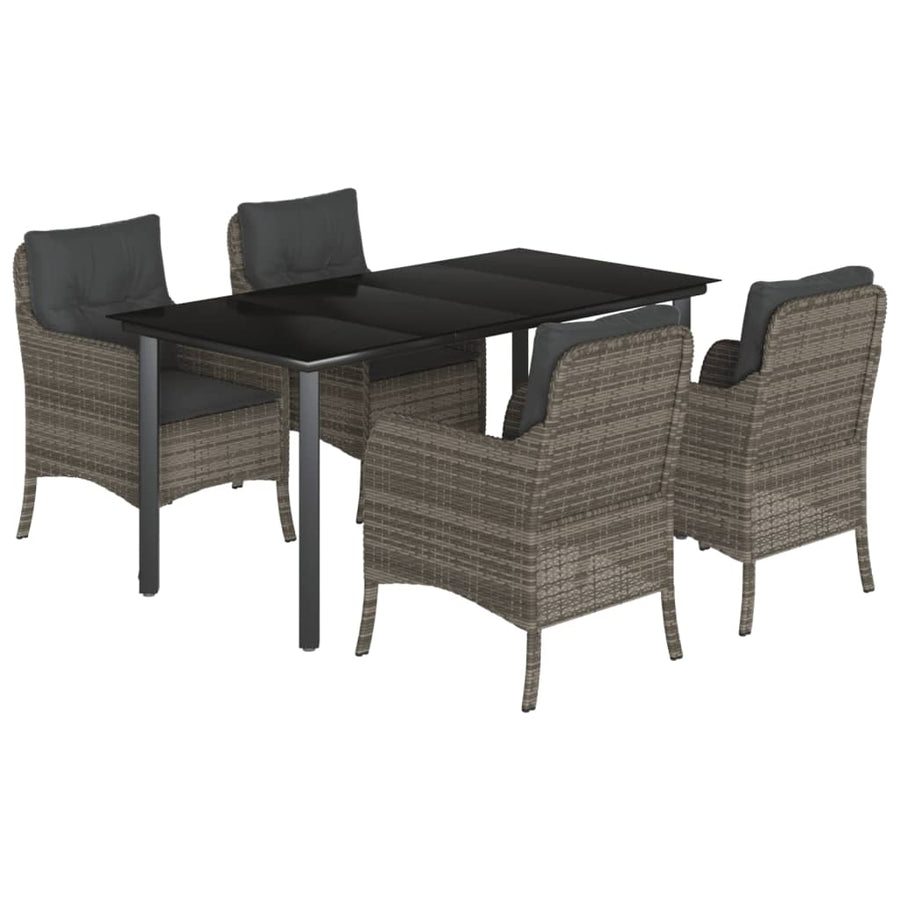 Tuinset met kussens poly rattan grijs 5 160 cm tafellengte Ronde poot
