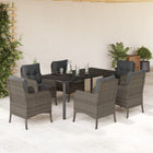 Tuinset 7-delig poly rattan grijs met kussens
