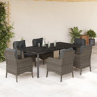 7-Piece Garden Set with Cushions Poly Rattan Grey