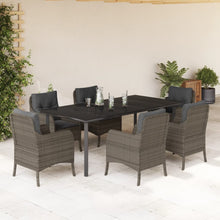 7-Delige Tuinset Met Kussens Poly Rattan Grijs 6 200 cm tafellengte