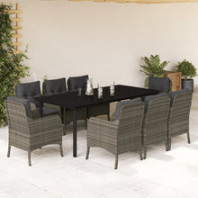 9-Delige Tuinset Met Kussens Poly Rattan Grijs 8 200 cm tafellengte