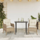 Tuinset met kussens poly rattan beige 3 80 cm tafellengte Puntige poot