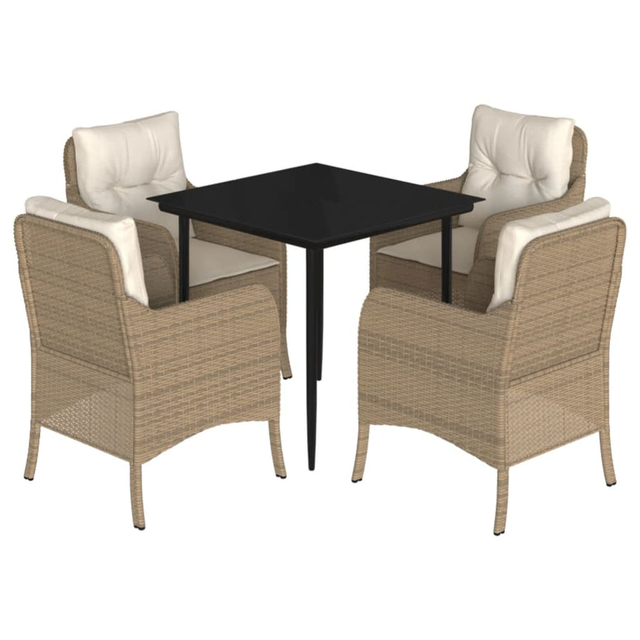 -Delige Tuinset Met Kussens Poly Rattan Beige 5 80 cm tafellengte Puntige poot