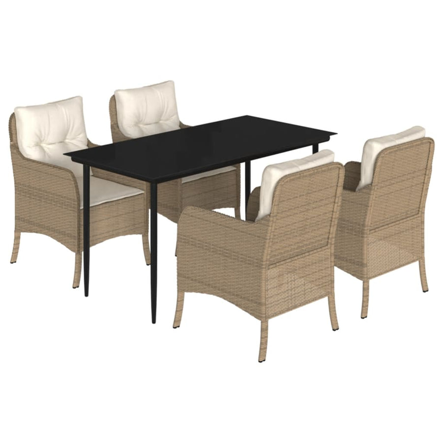 5-delige Tuinset met kussens poly rattan beige