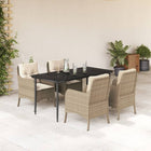 Tuinset 5-delig poly rattan beige met kussens