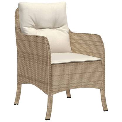 Tuinset met kussens poly rattan beige 5 80 cm tafellengte Ronde poot